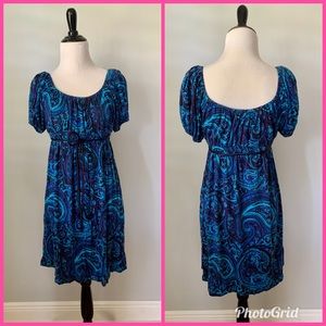 Betsey Johnson Paisley Jersey Knit Babydoll Dress